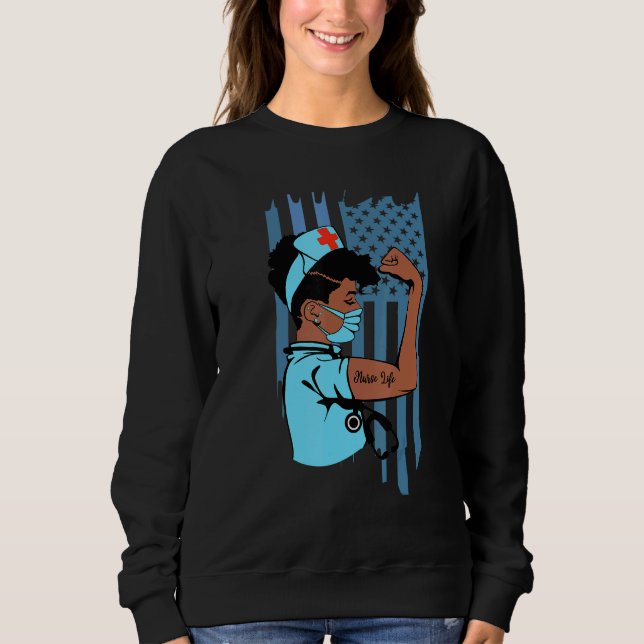 Camiseta Enfermeira Negra Menina Mágica Enfermeira American (Frente)