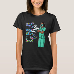 Camiseta Enfermeira Negra Uniforme Enfermeira Afro-Africana