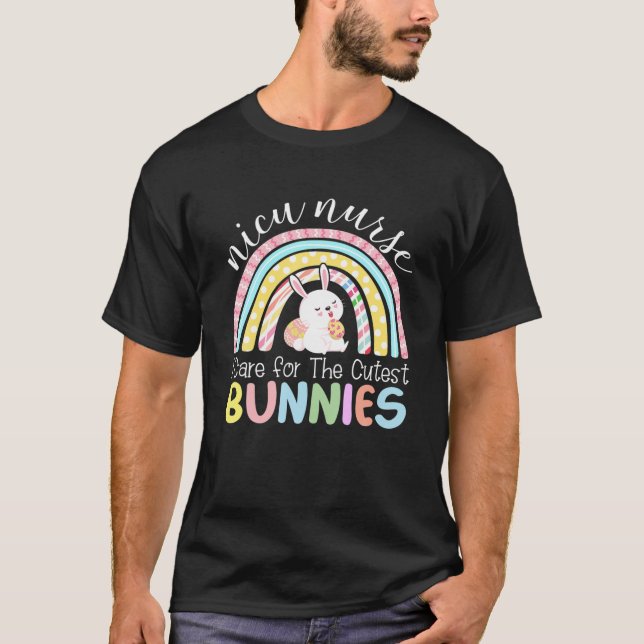 Camiseta Enfermeira NICU Bonita Páscoa de Bunnies mais coxo (Frente)