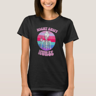 Camiseta Enfermeira Noturna Groovy Esqueleto Enfermeira Reg
