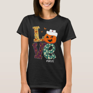 Camiseta Enfermeira NP Halloween Assusta Pumpkin Ama a Enfe