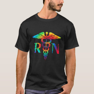 Camiseta Enfermeira Ocean Tie Dye Rainbow Hippie Costume Hi