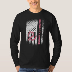 Camiseta Enfermeira Oncologia Enfermeira Americana Bandeira