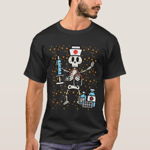 Camiseta Enfermeira Ortopédica Halloween Skeleton Scrub Cus