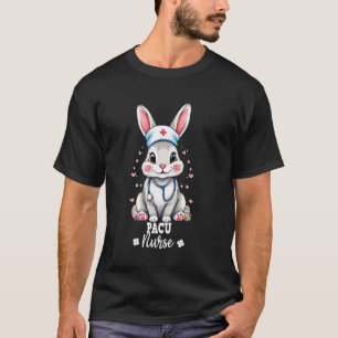 Camiseta Enfermeira PACU Bunny Com Estetoscópio Enfermeira 