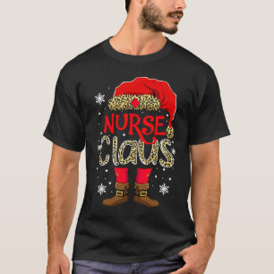 Camiseta Enfermeira Papai Noel Leopardo Elfo Chapéu de Nata