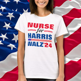 Camiseta Enfermeira para Harris Walz Red Blue