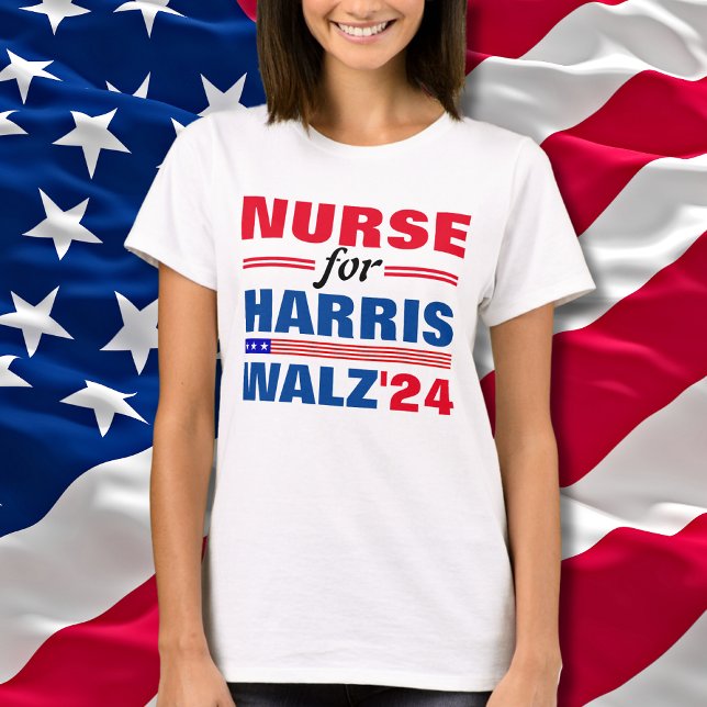Camiseta Enfermeira para Harris Walz Red Blue (Criador carregado)