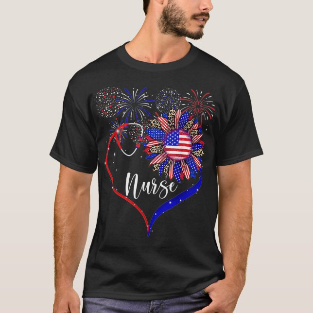 Camiseta Enfermeira Patriótica 4º De Julho (Frente)