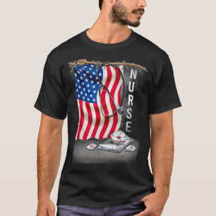 Camiseta Enfermeira Patriótica 4º De Julho Bandeira America