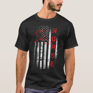 Camiseta Enfermeira Patriótica Americana Bandeira EUA Enfer