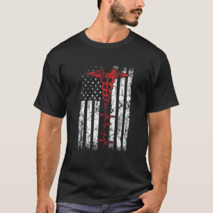 Camiseta Enfermeira Patriótica Americana Bandeira Registrad