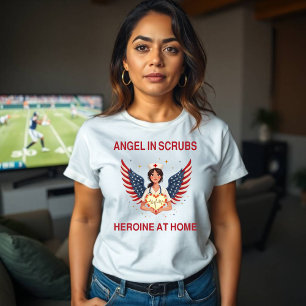 Camiseta Enfermeira Patriótica Mãe Angel - Design