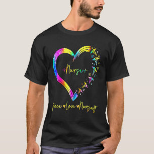 Camiseta Enfermeira Paz Amor Enfermagem Estetoscópio Enferm
