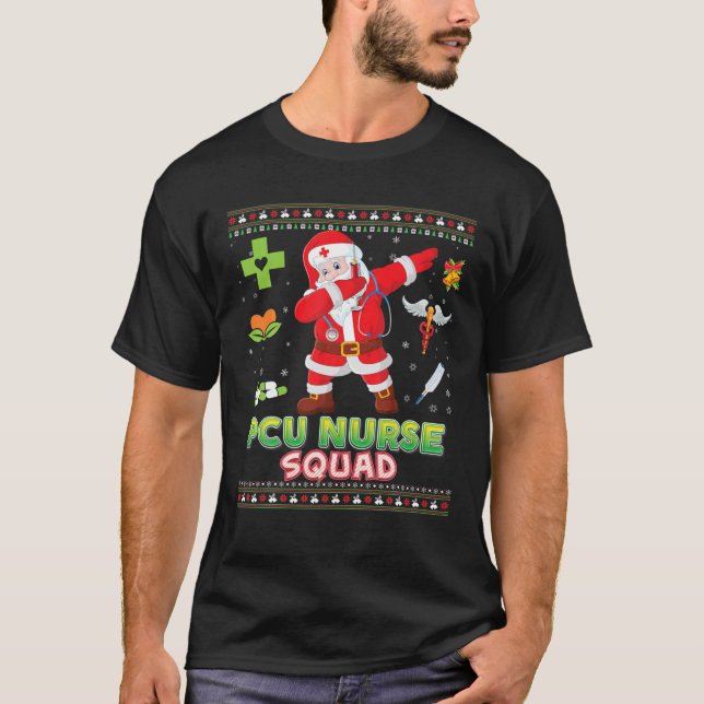 Camiseta Enfermeira PCU Papais noeis de Dabbing de Natal Ug (Frente)