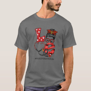 Camiseta Enfermeira Perioperatória Xadrez Leopard Amor Cor