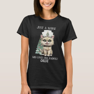 Camiseta Enfermeira Personalizada Ragdoll Gato de Natal