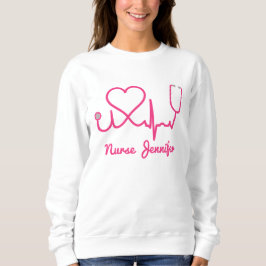 Camiseta Enfermeira Personalizada Rosa Nome Stethoscope Lin