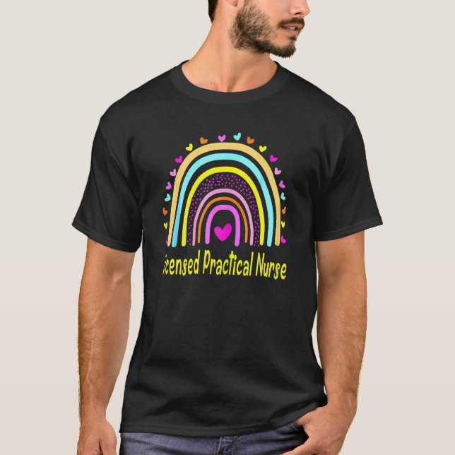 Camiseta Enfermeira prática licenciada Rainbow (Frente)