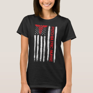 Camiseta Enfermeira Psiquiátrica Bandeira Americana Rn Saúd