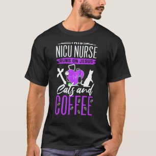 Camiseta Enfermeira Religiosa de Nicu Jesus Gatos Café Neon