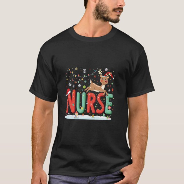 Camiseta enfermeira renas tema natal (Frente)