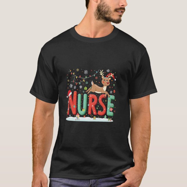 Camiseta enfermeira renas tema natal (Frente)