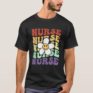 Camiseta Enfermeira retro girassol face Enfermeiras colorid