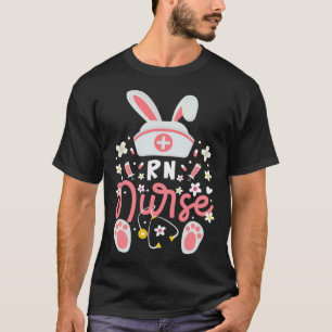 Camiseta Enfermeira RN Bunny Chapéu de Orelhas de Coelho En