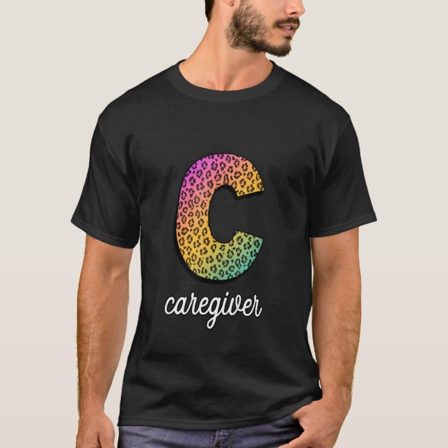 Camiseta Enfermeira Rn Semana Médica Cuidador Leopard Rainb (Frente)