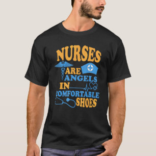 Camiseta Enfermeira São Anjos Em Sapatos Confortáveis Enfer