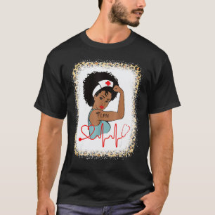 Camiseta Enfermeira Símbolo Médico Forte Lpn Preto Descolor