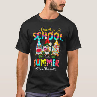 Camiseta Enfermeira Simples Gnomo Goodbye School Hello Summ