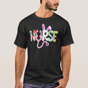 Camiseta Enfermeira Stethoscope Esmaga Coelho Bonito Com Ov
