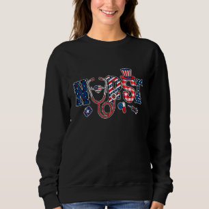Camiseta Enfermeira Stethoscope Leopard Xadrez Usa Bandeira