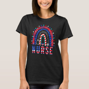 Camiseta Enfermeira Stethoscope Rainbow American Memorial D