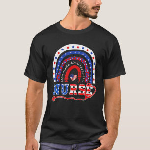 Camiseta Enfermeira Stethoscope Rainbow American Memorial D