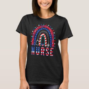 Camiseta Enfermeira Stethoscope Rainbow American Memorial D