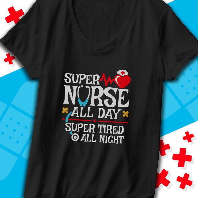 Camiseta Enfermeira super cansada, noites de turnos (Criador carregado)