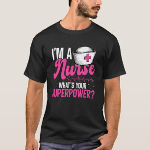 Camiseta Enfermeira Superpoder Coração Batimentos Cuidados