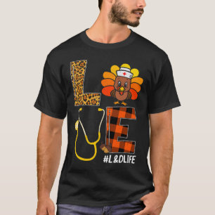 Camiseta Enfermeira Turquia Dia de Ação de Graças Ama Enfer
