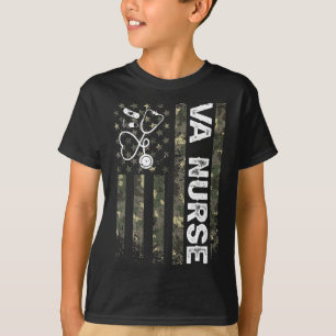 Camiseta Enfermeira Va Camouflage, enfermeira Patriótica Am