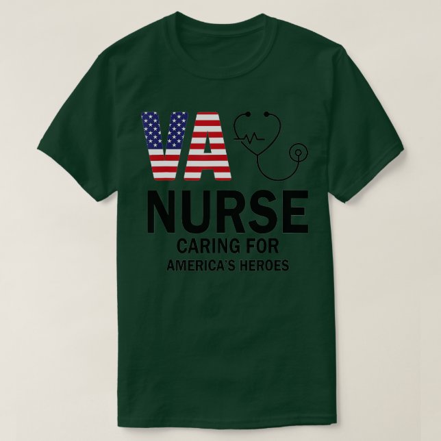 Camiseta Enfermeira VA cuidando de heróis americanos (Frente do Design)