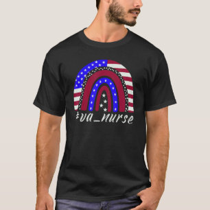 Camiseta Enfermeira Va Patriótica Arco-íris Bandeira Americ