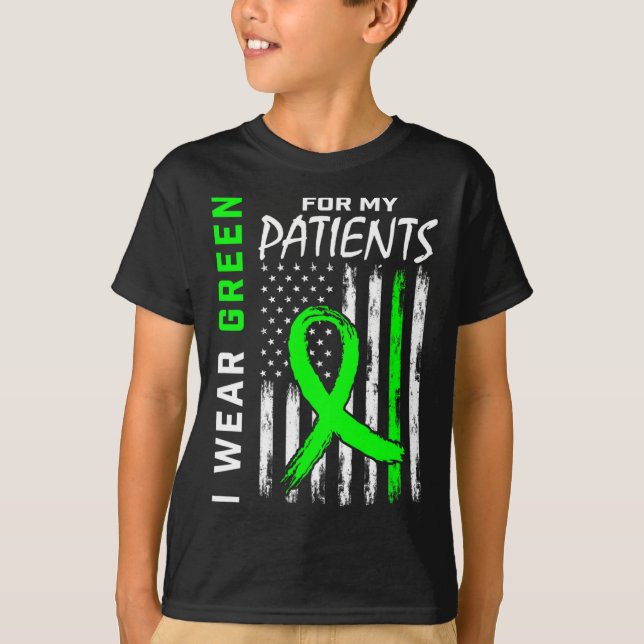 Camiseta Enfermeira Verde Para Os Meus Doentes Doença Renal (Frente)