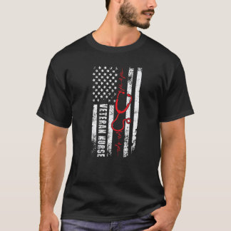 Camiseta Enfermeira Veterana Bandeira Americana Enfermagem 