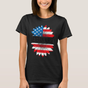 Camiseta Enfermeira Veterana Sunflower EUA Flag Enfermagem 