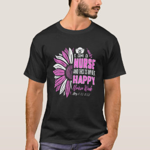 Camiseta Enfermeira Vida Enfermeira Feliz Semana Floral Ass