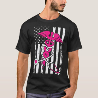Camiseta Enfermeira Vintage Bandeira Enfermagem Americana U