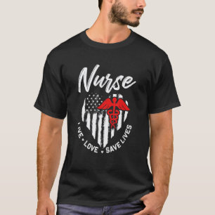 Camiseta Enfermeira Viva Ame Salve Vidas Símbolo Caduceu En